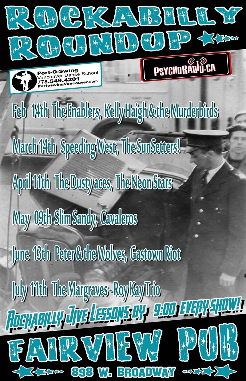 Rockabilly RoundUp: Slim Sandy and the Hillbilly Boppers, The Cavaleros @ Fairview Pub May 9 2015 - May 6th @ Fairview Pub