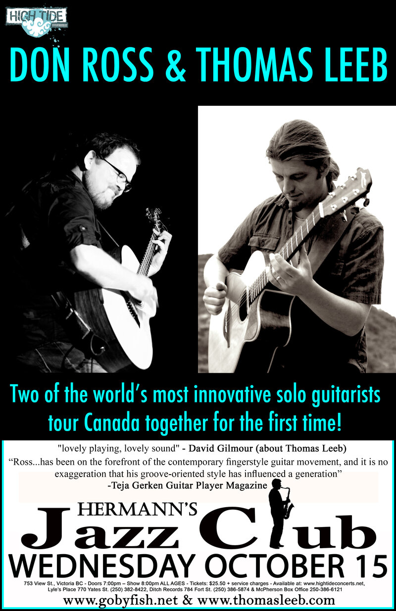 Two of world's most innovative guitarists touring Canada for the first time!: Don Ross , Thomas Leeb @ Hermann's Jazz Club Oct 15 2014 - Apr 30th @ Hermann's Jazz Club
