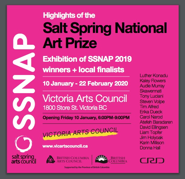 The Salt Spring Island National Art Prize Winners Showcase @ Victoria Arts Council Jan 22 2020 - Jun 11th @ Victoria Arts Council