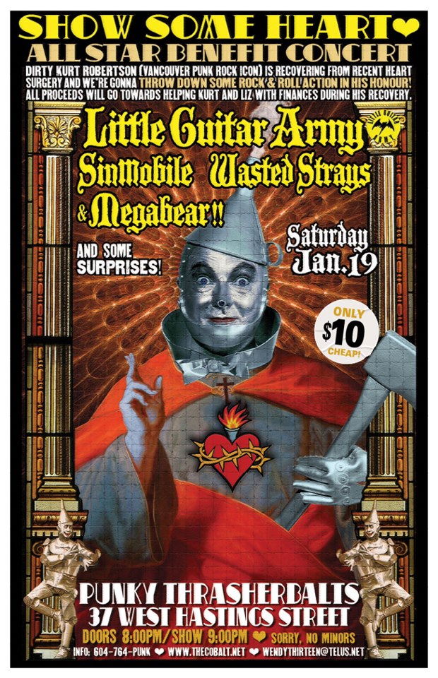 KURT MCKENZIE HEART FUNDRAISER: Little Guitar Army, Sinmobile, Wasted Strays, Megabear!! @ Funky Winker Beans Jan 19 2013 - May 8th @ Funky Winker Beans