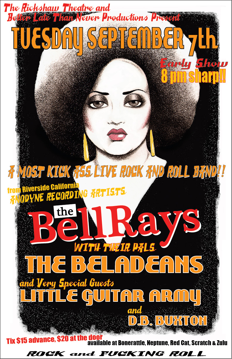 The BELLRAYS return to ROCK Vancouver!: The Bellrays, The Beladeans, Little Guitar Army, DB Buxton @ Rickshaw Theatre Dec 31 1969 - May 14th @ Rickshaw Theatre