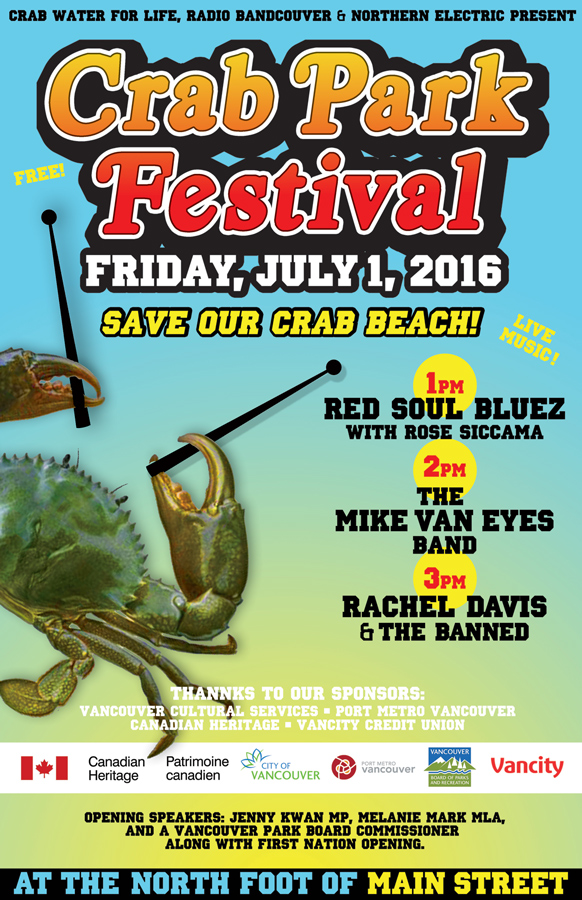 Crab Park Festival: Rachel 'Femme Zeppelin' Davis & the Banned, The Mike Van Eyes Band, Red Soul Bluez @ Crab Park @ Portside Jul 1 2016 - May 6th @ Crab Park @ Portside