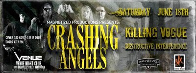 Crashing Angels, Killing Vogue, Destructive Interference @ Venue Jun 18 2016 - May 6th @ Venue