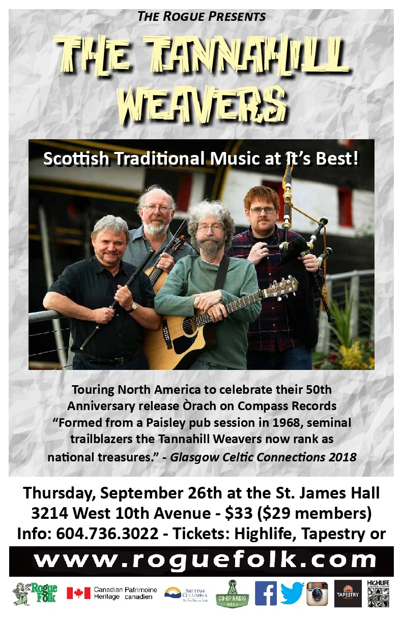 Tannahill Weavers @ St. James Community Hall Sep 26 2019 - May 6th @ St. James Community Hall