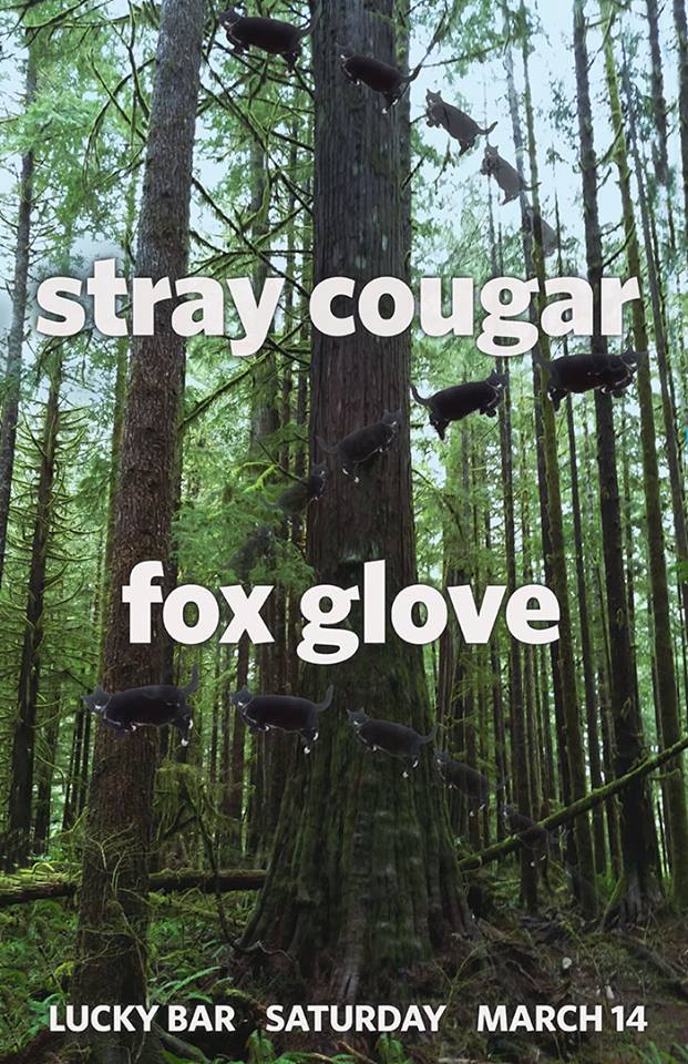 *Early Show*: Fox Glove, Stray Cougar @ Lucky Bar Mar 14 2015 - May 6th @ Lucky Bar