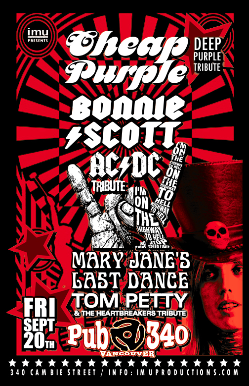 Cheap Purple (Deep Purple Tribute), BONNIE SCOTT (AC/DC Tribute), Mary Jane's Last Dance @ Pub 340 Sep 20 2019 - May 8th @ Pub 340