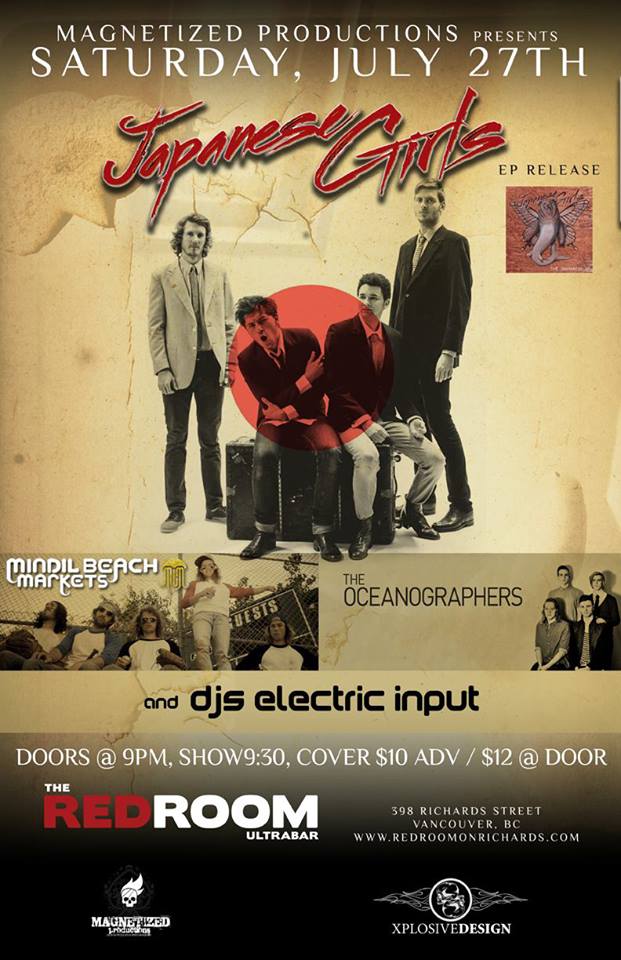 Japanese Girls EP Release: Japanese Girls (EP Release), Mindil Beach, Oceanographers, DJ's Electric Input @ The Red Room Jul 27 2013 - May 20th @ The Red Room