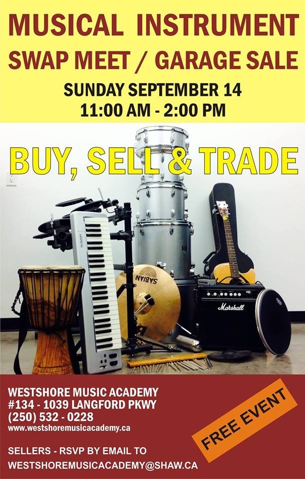Musical Instrument Swap Meet and Garage Sale @ Westshore Music Academy Sep 14 2014 - Jul 7th @ Westshore Music Academy