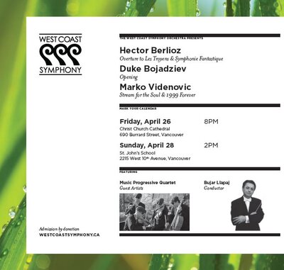 The West Coast Symphony, Music Progressive Quartet @ Christ Church Cathedral Apr 26 2013 - May 10th @ Christ Church Cathedral