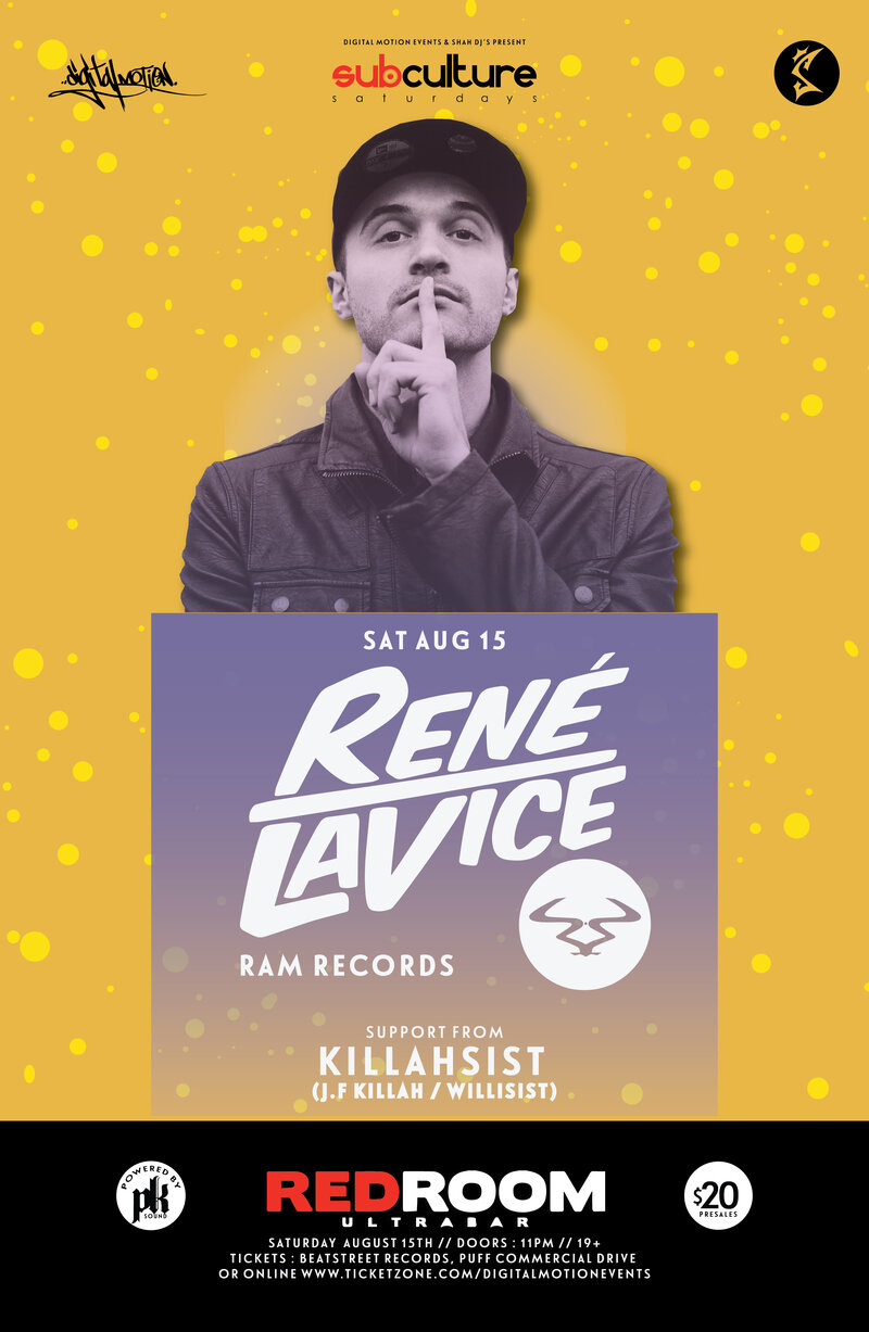 SUBcultureSaturdays: RENE LA VICE  , Willisist, J.F. Killah  @ The Red Room Aug 15 2015 - Jun 19th @ The Red Room
