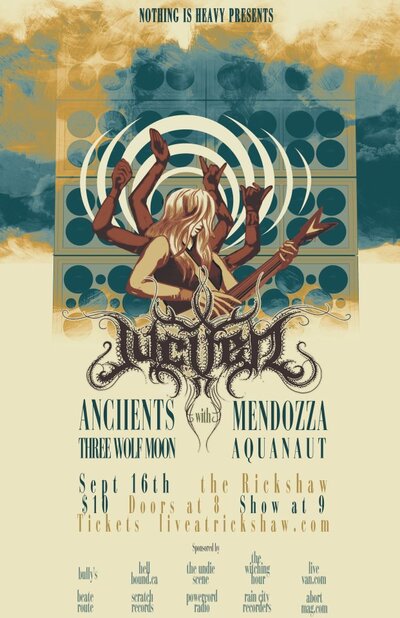 Jucifer (CANCELLED), Anciients, Mendozza, Three Wolf Moon, aquanaut @ Rickshaw Theatre Sep 16 2012 - May 6th @ Rickshaw Theatre