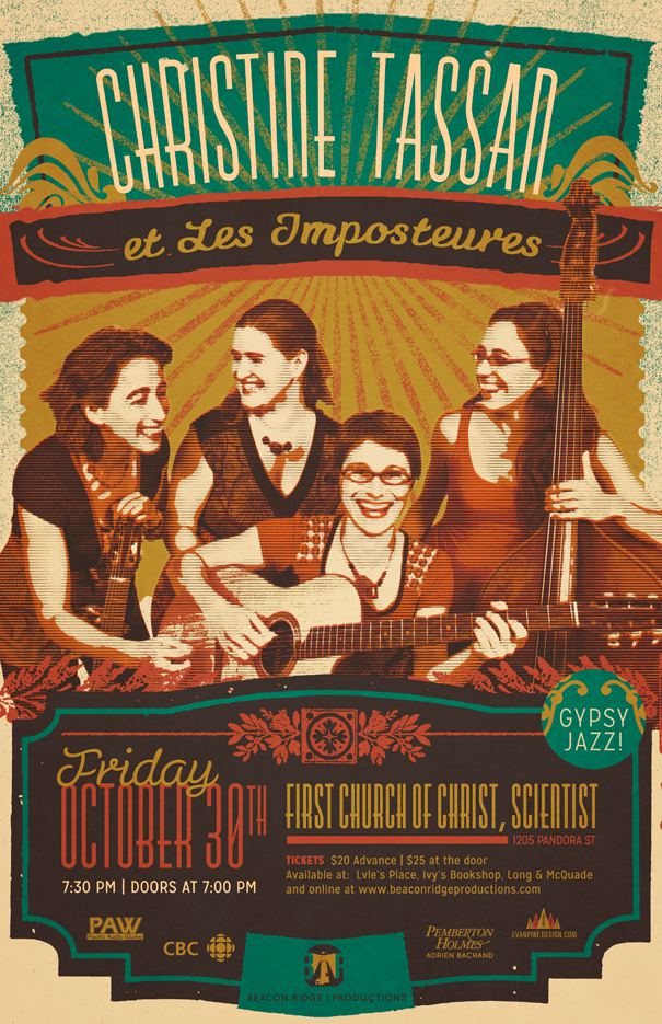 Christine Tassan et les Imposteures, Gypsy Jazz @ First Church of Christ, Scientist Oct 30 2015 - Jun 3rd @ First Church of Christ, Scientist