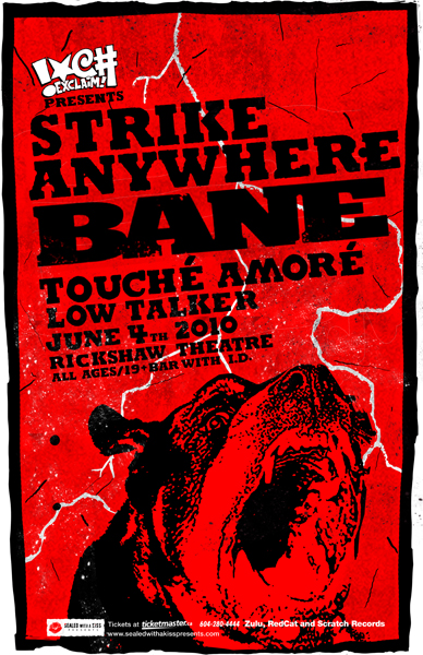 EXCLAIM PRESENTS: Strike Anywhere / Bane, Strike Anywhere, Bane, Touche Amore, Low Talker @ Rickshaw Theatre Jun 4 2010 - May 8th @ Rickshaw Theatre