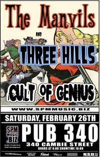 The Manvils, Three Hills, Cult of Genius @ Pub 340 Feb 26 2005 - May 8th @ Pub 340