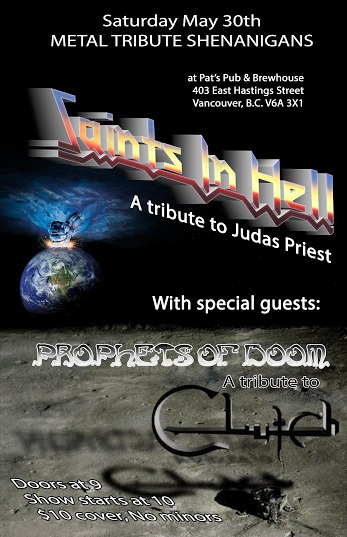 Metal Tribute Shenanigans: Saints In Hell, Prophets of Doom @ Pat's Pub May 30 2015 - May 9th @ Pat's Pub
