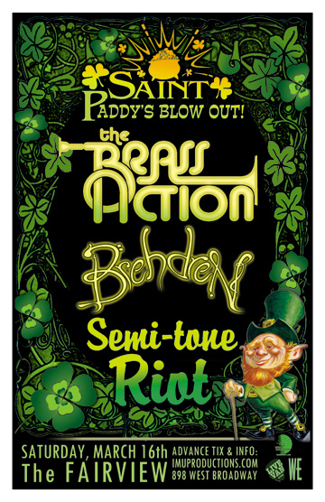 St PADDY'S BLOW OUT!: The Brass Action, Brehdren, Semi-Tone Riot  @ Fairview Pub Mar 16 2013 - May 14th @ Fairview Pub