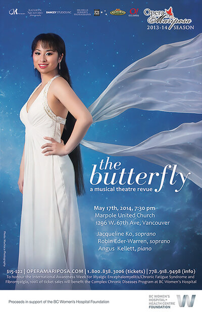 THE BUTTERFLY: a broadway revue for charity: Jacqueline Ko , Robin Eder-Warren , Angus Kellett  @ Marpole United Church May 17 2014 - May 10th @ Marpole United Church