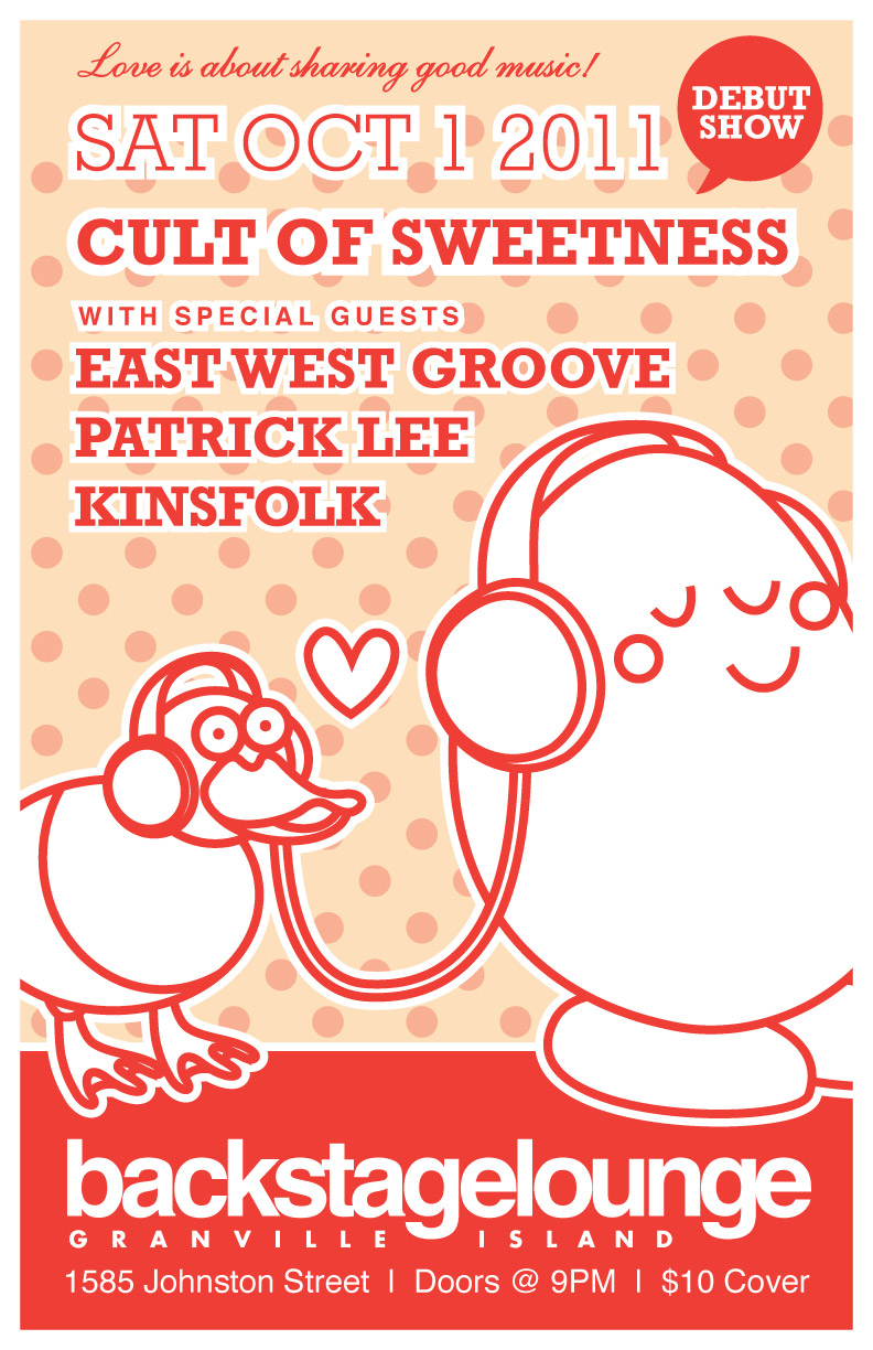 Cult of Sweetness' Debut Show!: Patrick Lee, Kinsfolk, East West Groove, Patrick Lee, Cult of Sweetness @ Backstage Lounge - Oct 01, 2011