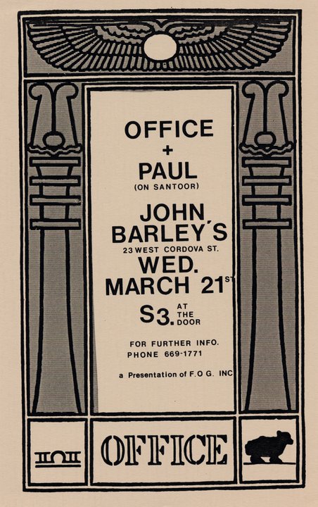 OFFICE, Paul Serret @ John Barley's Mar 21 1984 - May 8th @ John Barley's
