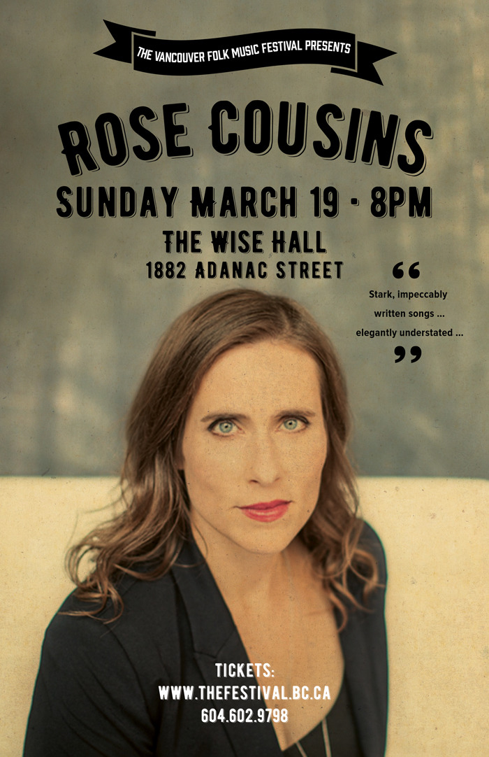 An emotional landscape full of songs that stir the heart!: Rose Cousins @ WISE Hall Mar 19 2017 - May 6th @ WISE Hall