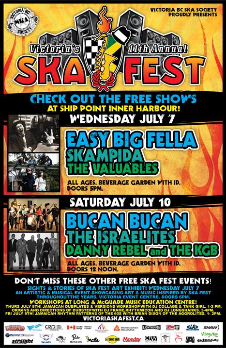 VICTORIA'S 11TH ANNUAL SKA FESTIVAL WARM UP: Bučan Bučan, The Israelites, Danny Rebel & the KGB, Rejean & the Keeners @ Ship Point (Inner Harbour) Jul 10 2010 - May 6th @ Ship Point (Inner Harbour)