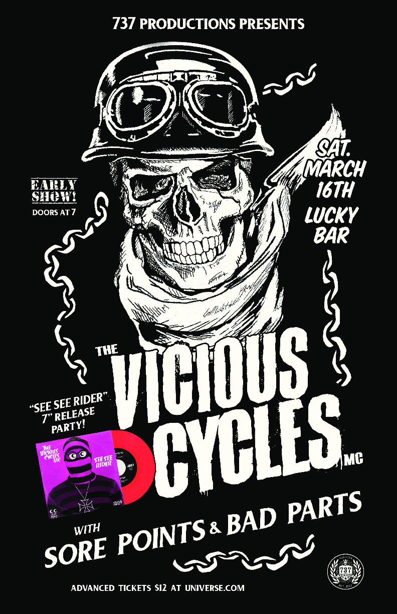 Vicious Cycles MC, Sore Points, Bad Parts @ Lucky Bar Mar 16 2019 - May 8th @ Lucky Bar