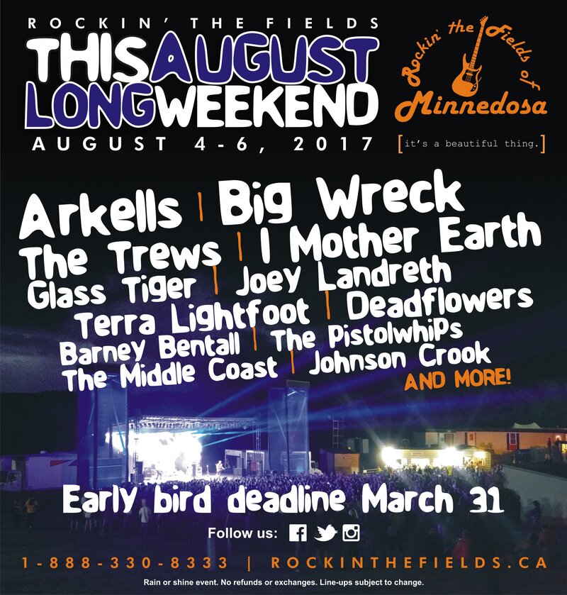 Band of Rascals, Arkells, Big Wreck @ Rockin' The Fields Aug 6 2017 - May 9th @ Rockin' The Fields