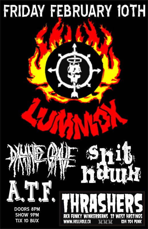 Lummox, Damned Grave, Shithawk, A.T.F. @ Funky Winker Beans Feb 10 2012 - May 6th @ Funky Winker Beans