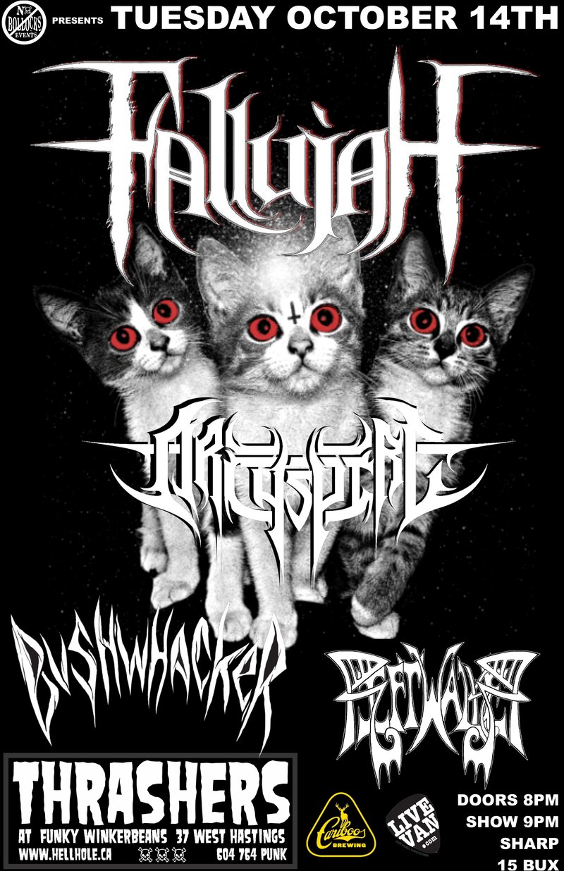 Fallujah, Archspire, Bushwhacker, Riftwalker @ Funky Winker Beans Oct 14 2014 - May 9th @ Funky Winker Beans