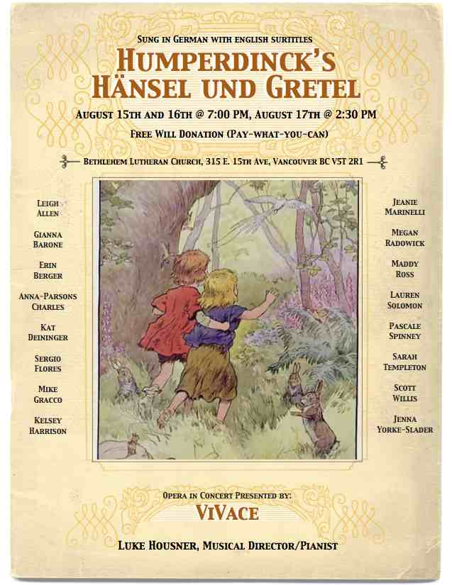 Humperdinck's Hansel und Gretel @ Bethlehem Lutheran Church Aug 15 2014 - May 16th @ Bethlehem Lutheran Church