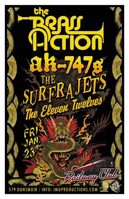 The Brass Action, AK-747s, The Eleven Twelves, The Surfrajets @ Railway Club Jan 23 2015 - May 8th @ Railway Club