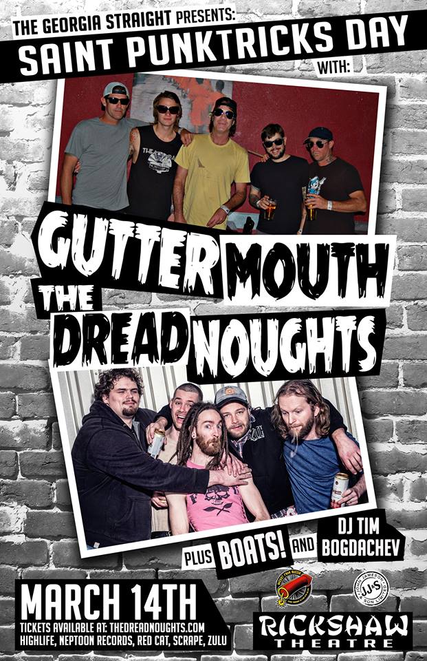 ST PUNKTRICKS DAY BASH~~: Guttermouth, The Dreadnoughts, Boats @ Rickshaw Theatre Mar 14 2014 - May 14th @ Rickshaw Theatre