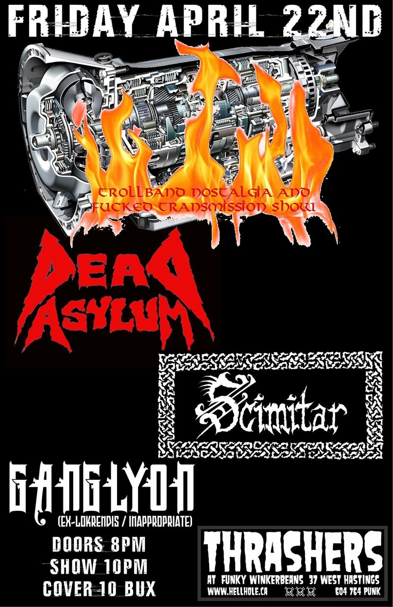 METAL MELTDOWN: Dead Asylum, Scimitar, GANGLYON @ Funky Winker Beans Apr 22 2016 - May 13th @ Funky Winker Beans