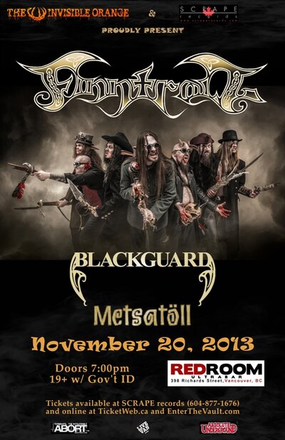 Finntroll (Folk/Black Metal /FINLAND), Blackguard (Melodic/Death /MONTREAL), Metsatoll (Folk Metal /ESTONIA) @ The Red Room Nov 20 2013 - May 13th @ The Red Room