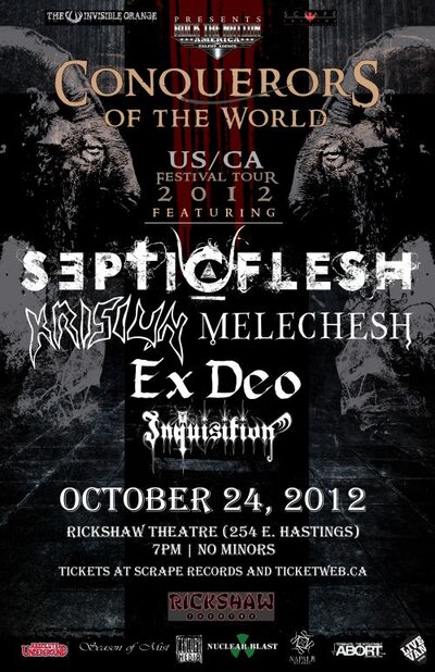 Septicflesh, Krisiun, Melechesh, Ex Deo, Inquisition @ Rickshaw Theatre Oct 24 2012 - May 13th @ Rickshaw Theatre