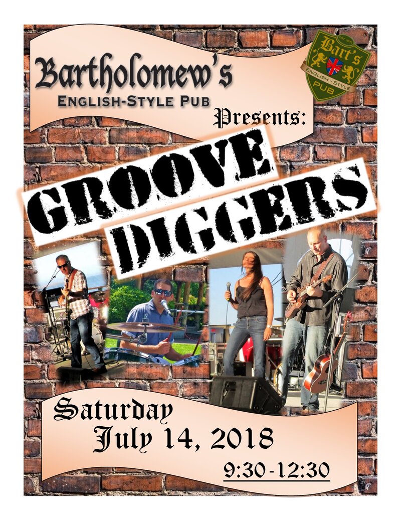 Groove Diggers @ Batholomew's Pub: Groove Diggers @ Bartholomew's Pub Jul 14 2018 - May 7th @ Bartholomew's Pub