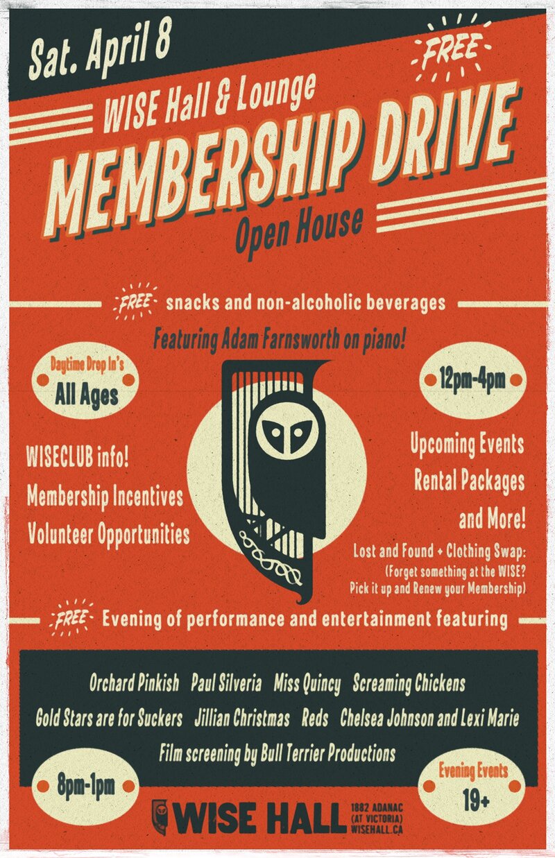 WISE Open House & Membership Drive @ WISE Hall - Apr 08, 2017