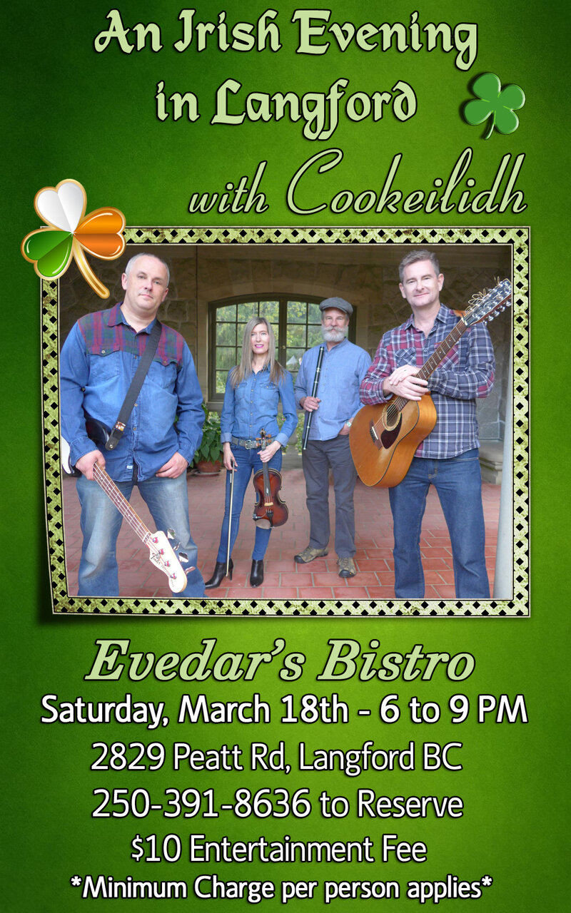 Cookeilidh @ Evedar's Bistro Mar 18 2017 - May 1st @ Evedar's Bistro