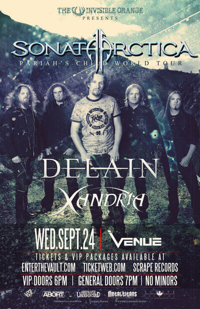 Sonata Arctica (approx 10:05pm), Delain (8:50), Xandria (approx 8pm) @ Venue Sep 24 2014 - May 13th @ Venue