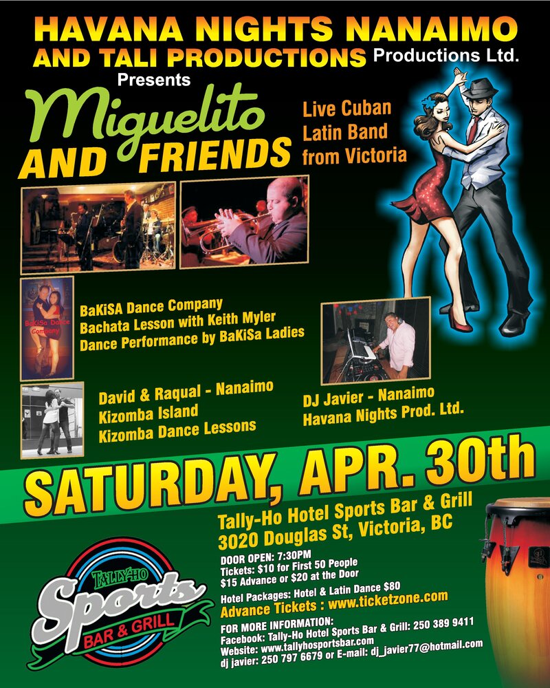 Havana Nights - Latin Salsa Dance Party: DJ Javier, Miguelito & Friends @ Tally Ho Sports Bar and Grill Apr 30 2016 - Jun 14th @ Tally Ho Sports Bar and Grill