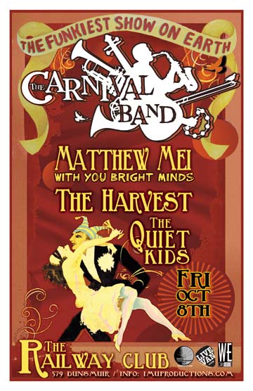 The CARNIVAL BAND w/ special guests: The Carnival Band, The Harvest, Matthew Mei, Quiet Kids @ Railway Club Oct 8 2010 - May 6th @ Railway Club