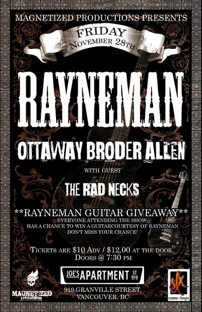 Rayneman, Ottaway, Broder, Allen, Radnecks @ Joe's Apartment Nov 28 2014 - May 10th @ Joe's Apartment