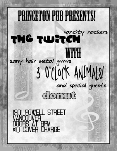 3 O'Clock Animals , Donut, The Twitch @ Princeton Pub Jun 18 2011 - May 9th @ Princeton Pub