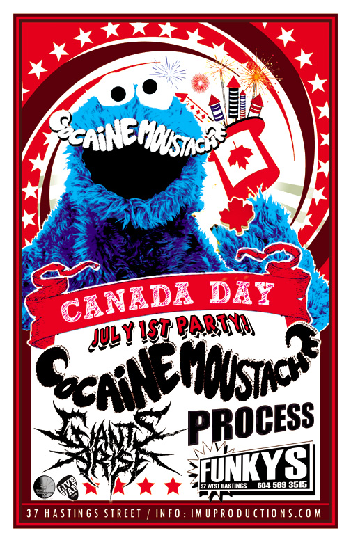 Canada Day Party: Cocaine Moustache, Process,  Giants Arise  @ Funky Winker Beans Jul 1 2016 - May 9th @ Funky Winker Beans