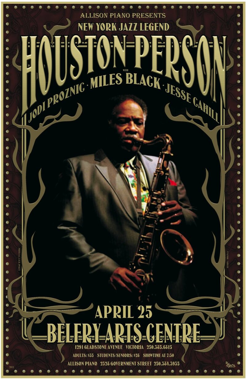 Houston Person, Miles Black, Jody Proznic, Jesse Cahill @ Belfry Arts Center Apr 25 2011 - May 16th @ Belfry Arts Center