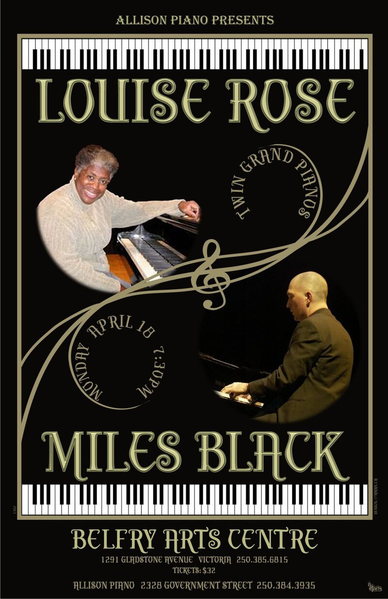 Jazz at it's finest 2 Heintzman Grand Piano Concert  Louise Rose & Miles Black: Louise Rose, Miles Black @ Belfry Arts Center Apr 18 2011 - May 16th @ Belfry Arts Center