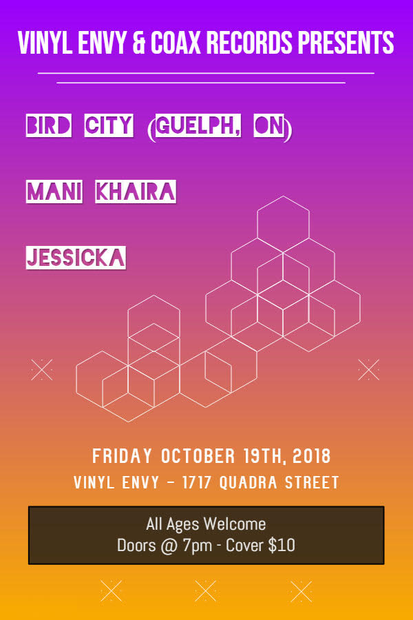 Bird City  (Guelph, ON), Mani Khaira, Jessicka (Vancouver, BC) @ Vinyl Envy Oct 19 2018 - Jun 8th @ Vinyl Envy