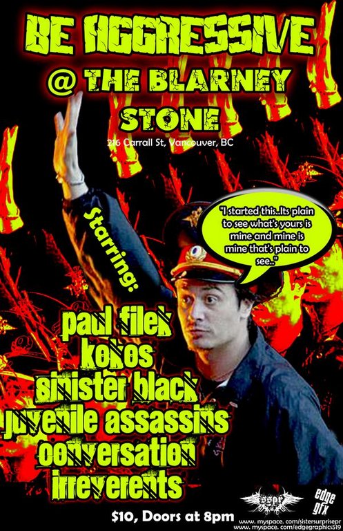 Irreverents, kokos, Sinister Black, Paul Filek @ Blarney Stone May 22 2008 - May 9th @ Blarney Stone