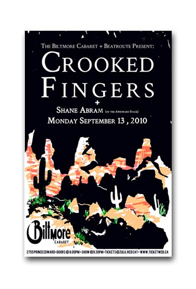 Crooked Fingers, Shane Abram  @ The Biltmore Cabaret Sep 13 2010 - May 14th @ The Biltmore Cabaret