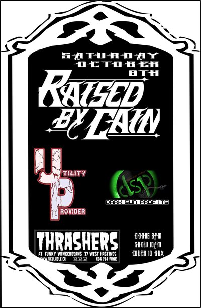 RAISED BY CAIN, Utility Provider, Dark Sun Profits @ Funky Winker Beans Oct 8 2016 - May 6th @ Funky Winker Beans